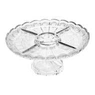 Petisqueira 30cm Diâmetro Com 5 Divisões Starry Com Pé Em Cristal Ecológico